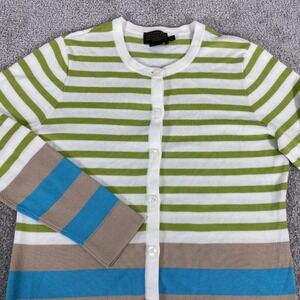 Pendleton Cardigan Sweater Womens Small Petite Knit Striped Colorful Cotton